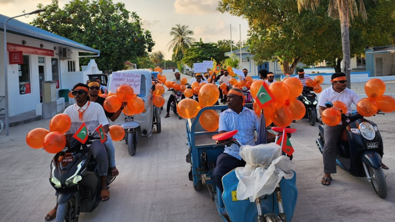 A cycle rally held by men in Ha. Utheemu to mark International Day for the Elimination of Violence against Women