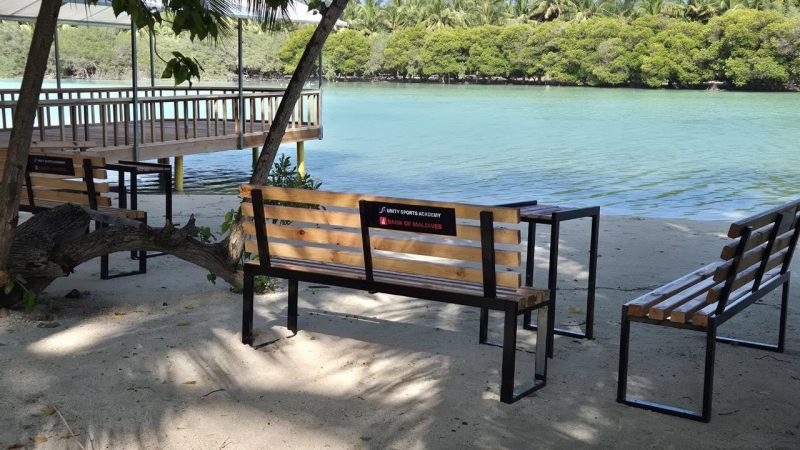 Unity Sports Academy Installs New Benches Near Funadhoo Dhahfalu