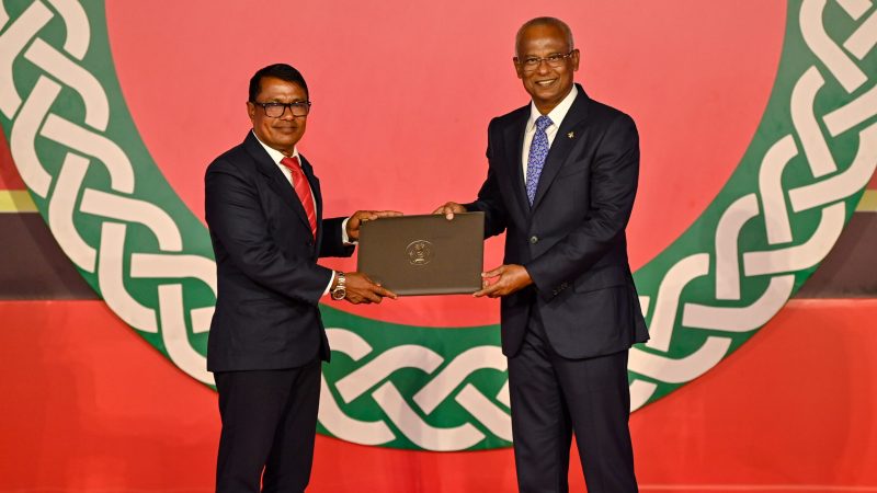 Sh. Funadhoo Abdulla Ali received National Award of Recognition for his commitment and dedication to Volunteerism