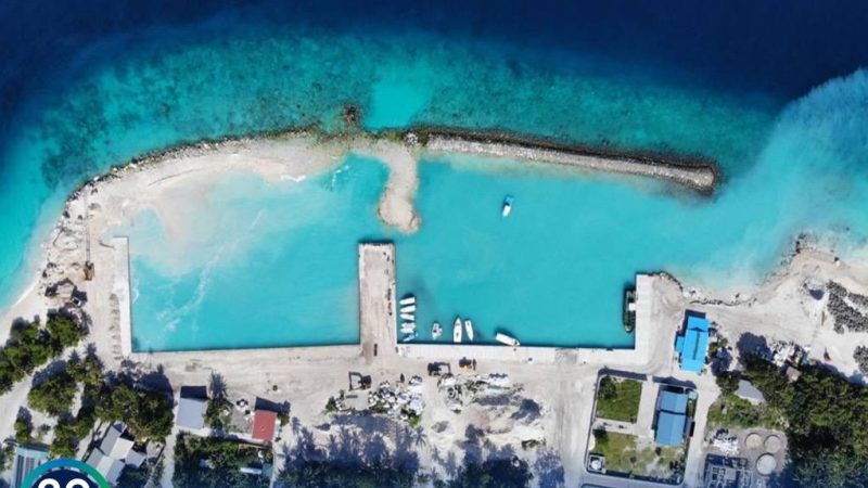 Quay wall block installation works under Sh. Lhaimagu Harbour Development Project completed