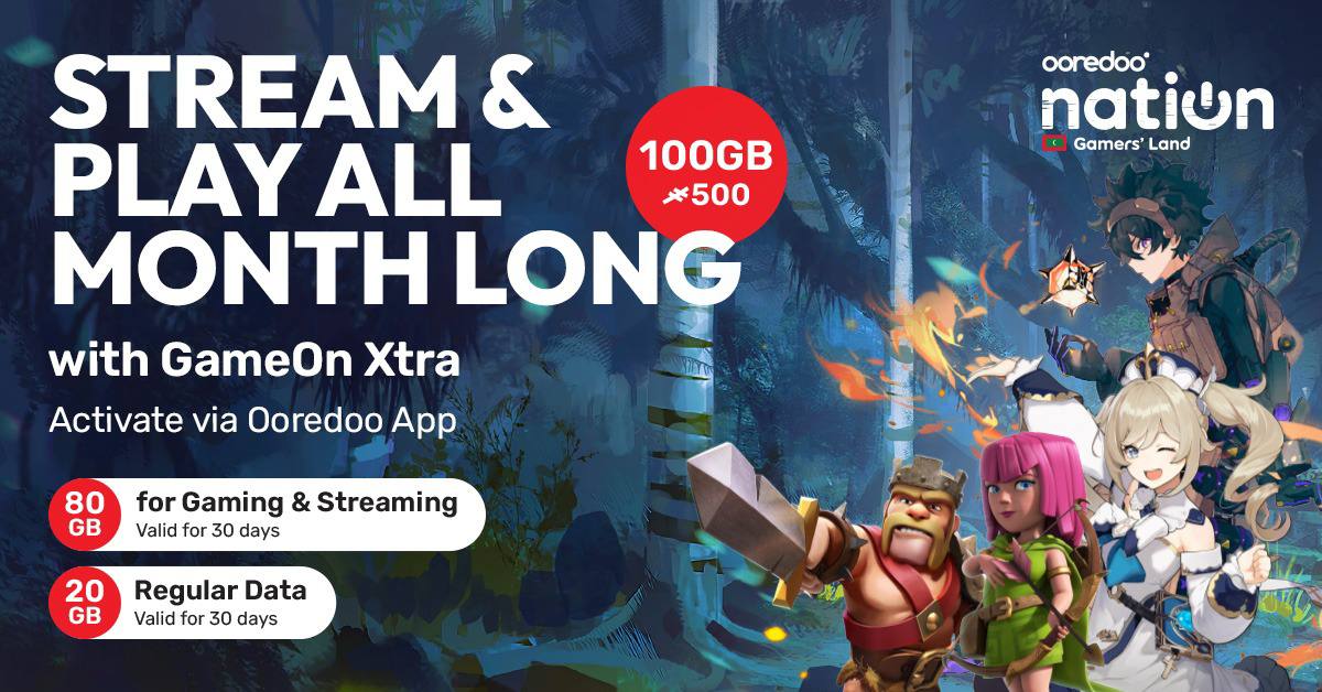 Ooredoo Maldives introduces GameOn Xtra Pack: 100GB data for MVR 500