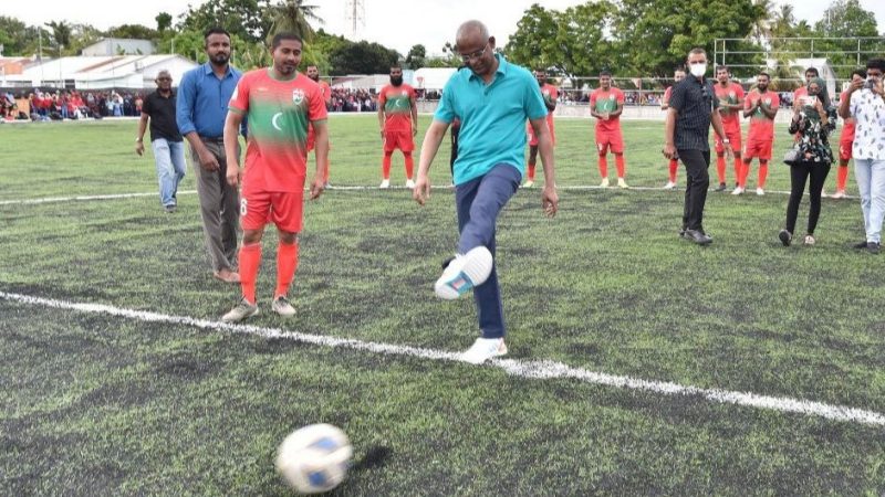 The upgraded Football field in Kulhudhuffushi City inaugurated by the President