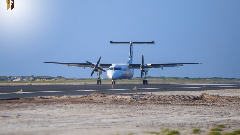 Operations began from the completed 1,200 meters of the new runway at HDh. Hanimaadhoo International Airport