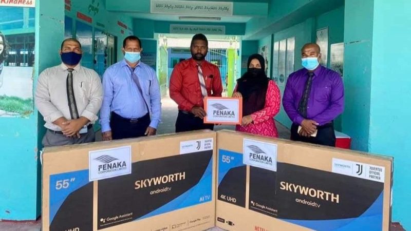 Fenaka donates 10 TVs to Shaviyani Atoll Education Centre under CSR program
