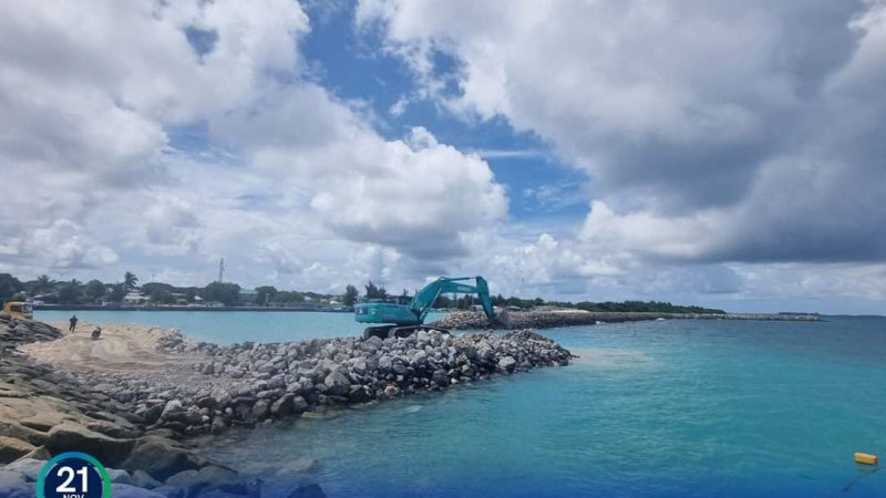 75% of N. Manadhoo Harbour Channel Dredging and Breakwater Construction Project completed