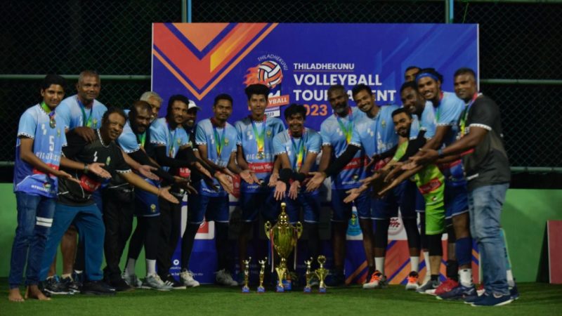 Team Hanimaadhoo champions of of Thila Dhekunu Volleyball Tournament 2023 men’s division