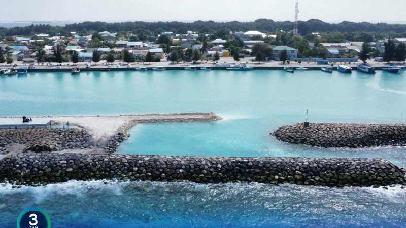 70% of Jetty Construction work under N. Manadhoo Harbour Channel Dredging and Breakwater Construction Project completed