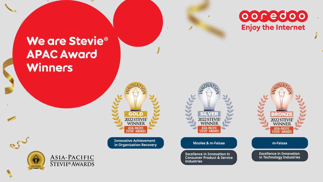 Ooredoo Maldives received a multitude of prestigious wins at the 2022 Asia-Pacific Stevie Awards