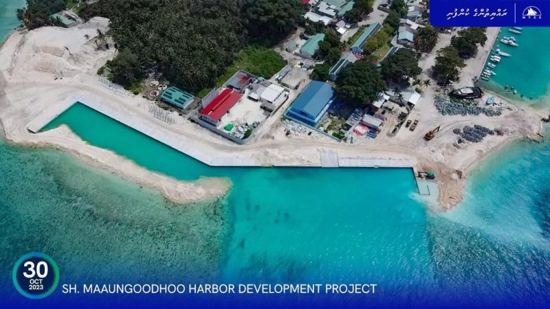 Quay wall block installation work under Sh. Maaungoodhoo Harbour Development Project Completed