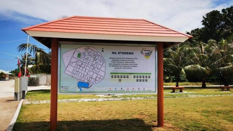 Wingers installed a board near harbour area of the Utheemu with important locations of the island