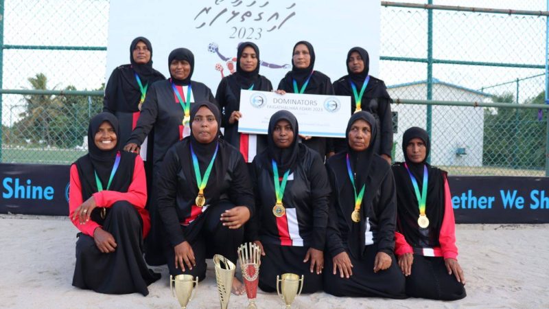 Lady Lady Champions of Dominators Dodge Ball Competition 2023 held at HDh. Hirimaradhoo