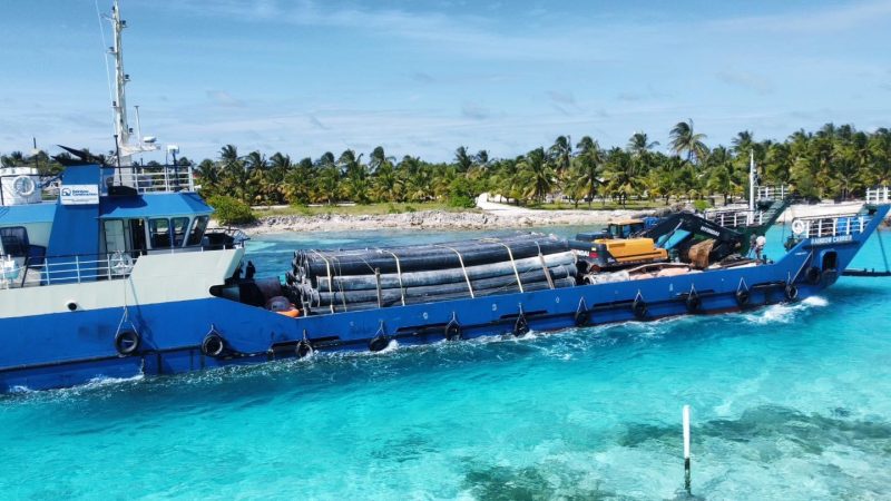 Equipment required for HDh. Makunudhoo Airport Land reclamation Project mobilized