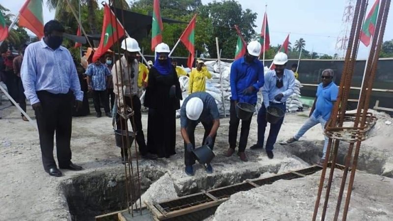 Construction of Kelaa Football Stadium Rostrum is underway