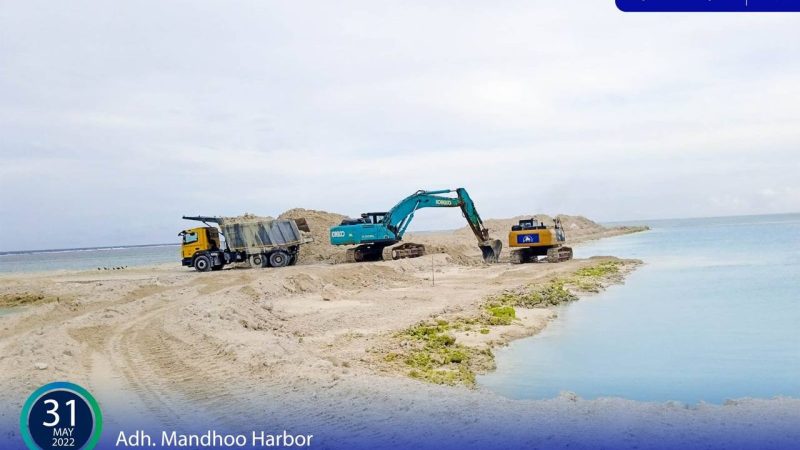 89% of new entrance channel dredging under ADh. Mandhoo Harbour Development project completed