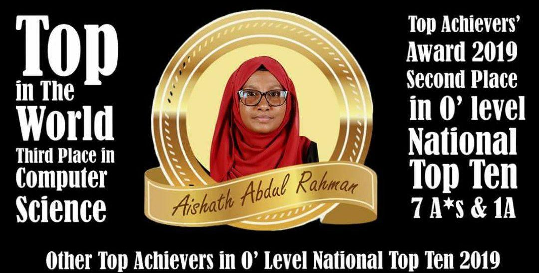 3rd Place from Computer Sciences to a student from Kulhudhuhfushi