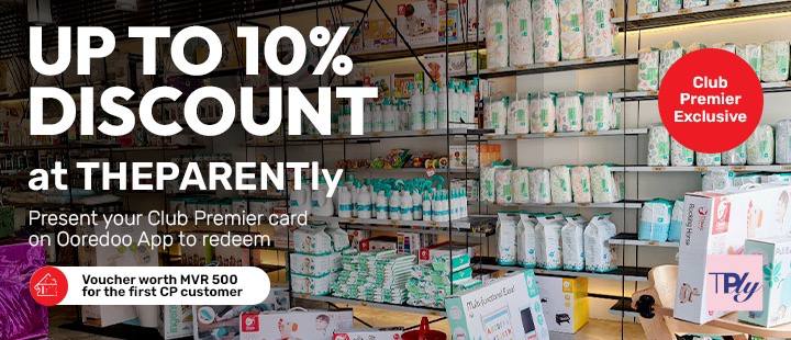 Up to 10% discount to Ooredoo Club Premier members from THEPARENTly