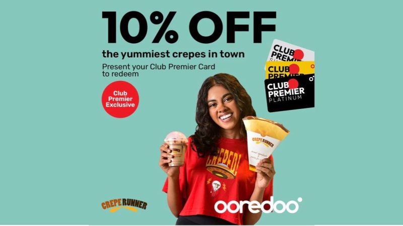 10% discount to Ooredoo Club Premier members from Crepe Runner