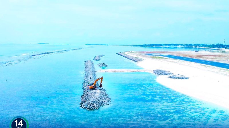 Groyne construction of Hoarafushi Airport Shore Protection Project nearing completion