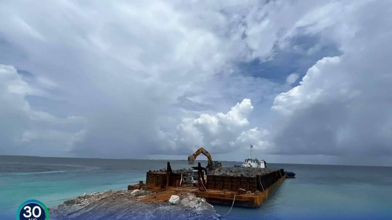 3rd shipment of rock boulders required for breakwater construction of Sh. Lhaimagu Harboor Development Project delivered to site