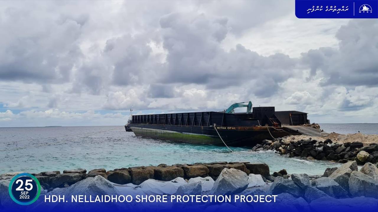 Last shipment of rock boulders required for HDh. Nellaidhoo Shore Protection project delivered