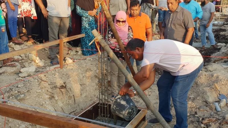 Foundation laid for a mosque in Feevah funded by a well wisher
