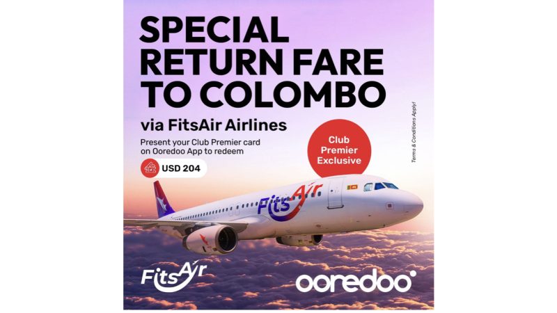 Special Fare to Ooredoo Club Premier Members travelling to Colombo from FitsAir