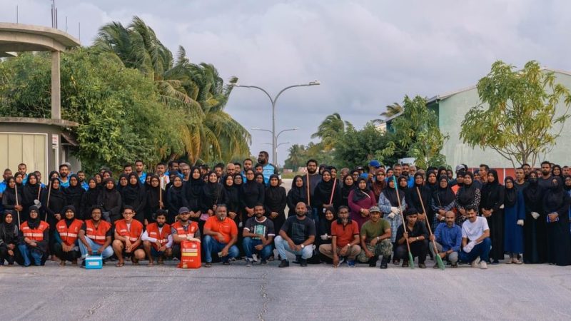A cleaning event held at Kulhudhuffushi City to clean mosquito breeding sites