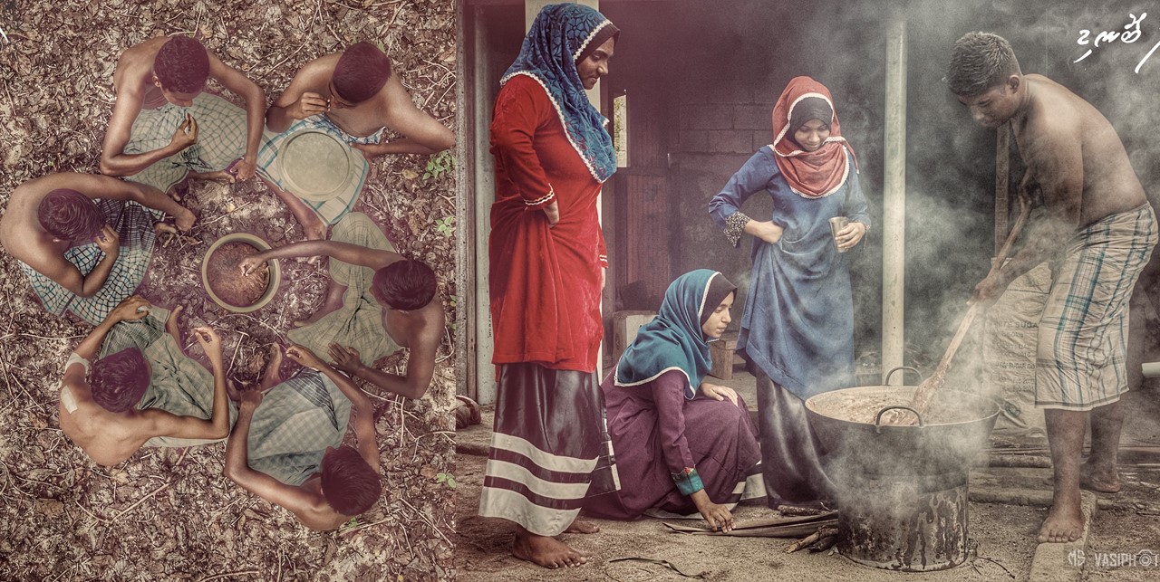 Here are some pictures showing the traditional preparation of "Makunudhoo Eid bondi"