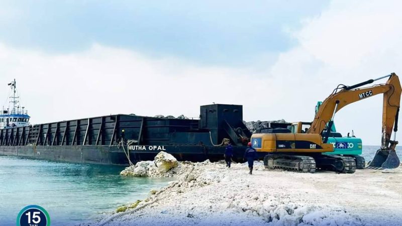 First shipment of rock boulders required for Kulhudhuffushi Airport Shore Protection Project delivered