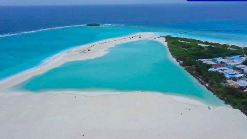 Land reclamation of land reclamation and shore protection project at R. Dhuvaafaru close to completion.