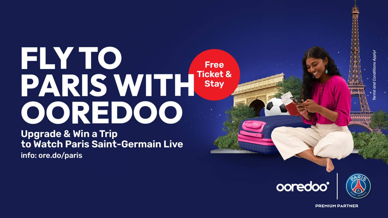 Win a trip to Paris to watch a PSG match Live by upgrading or activating a new plan on Ooredoo network