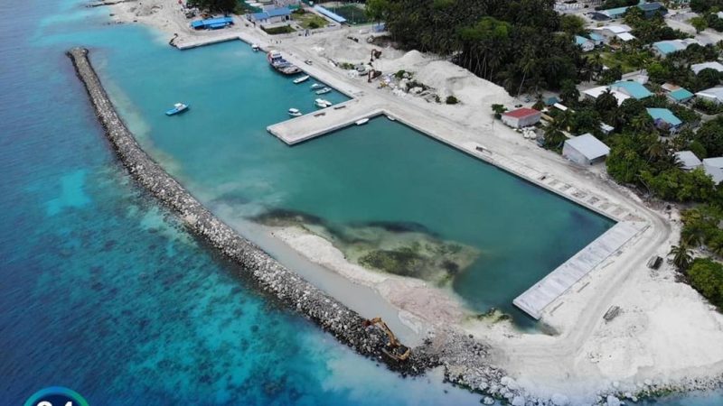 Quay wall construction works under Sh. Lhaimagu Harbour Development Project completed