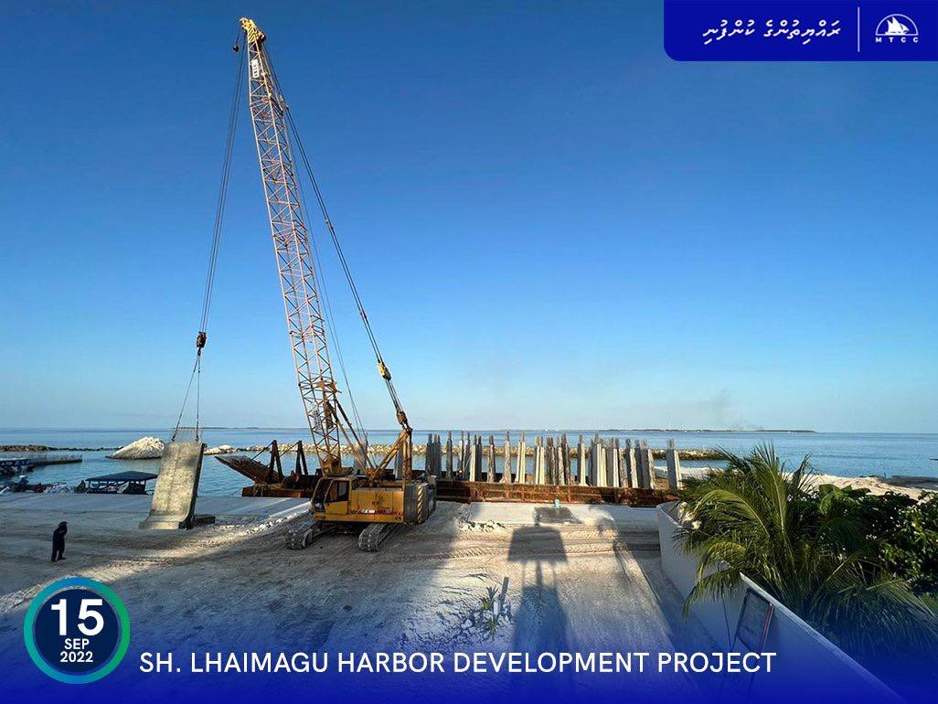Last shipment of precast concrete blocks required for quay wall construction of Sh. Lhaimagu Harbour Development Project delivered to site