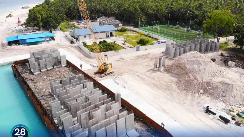 3rd shipment of precast concrete blocks required for quay wall construction of Sh. Lhaimagu Harboor Development Project delivered to site